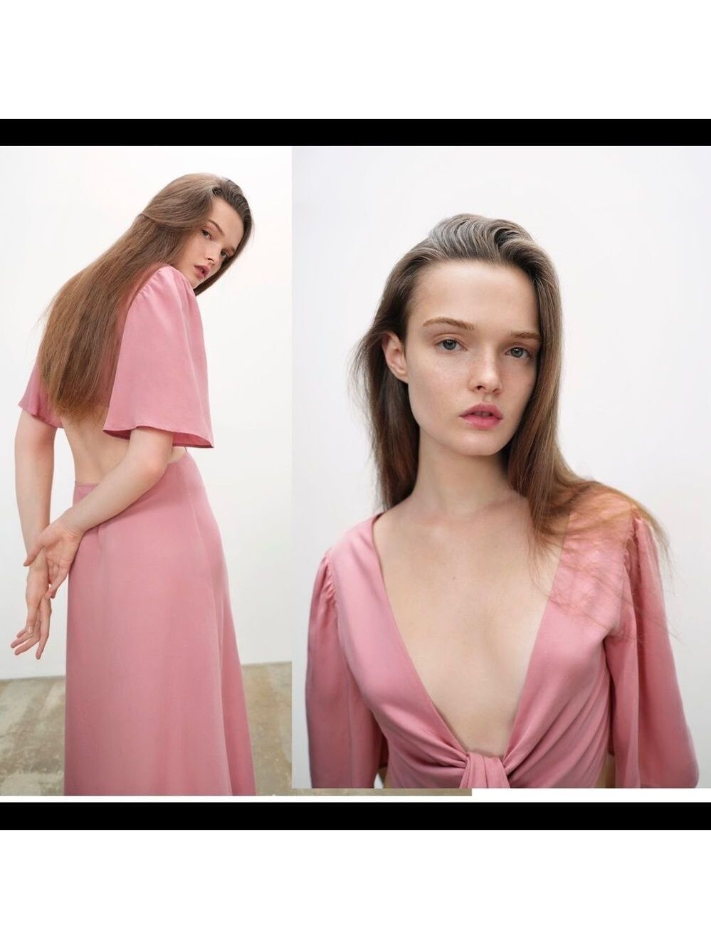 Zara pink cut out tied V-neck front button midi dress Sz M NWT - Picture 2 of 8